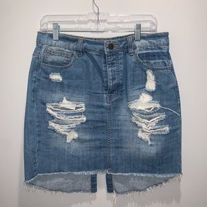 Ripped Jean Skirt